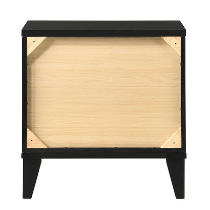 Black Rectangle 2 Drawer Nightstand - Bedroom Storage
