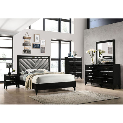 Black Rectangle 2 Drawer Nightstand - Bedroom Storage