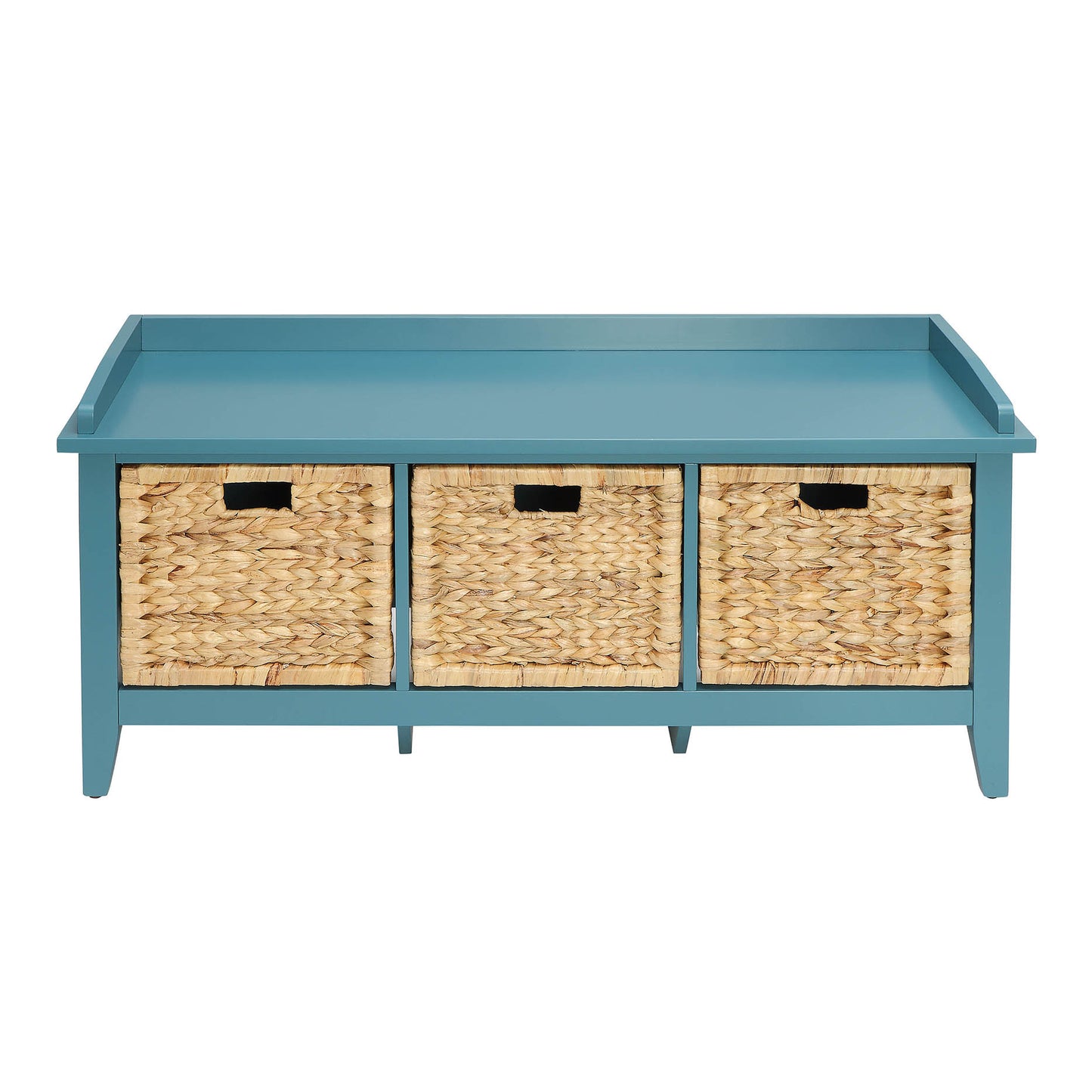 Teal Wood Bench with 3 Drawers - Bedroom Storage