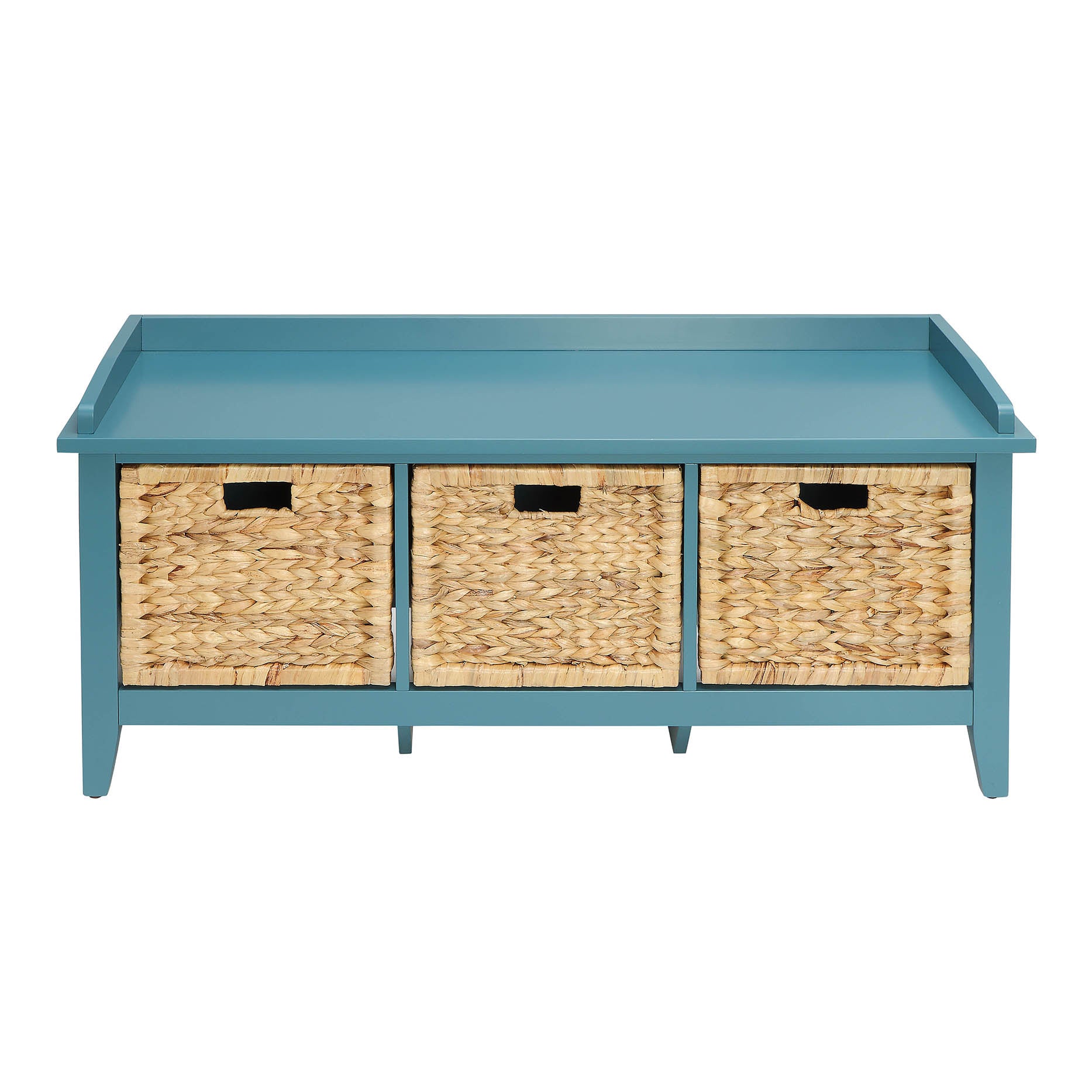 Teal Wood Bench with 3 Drawers - Bedroom Storage