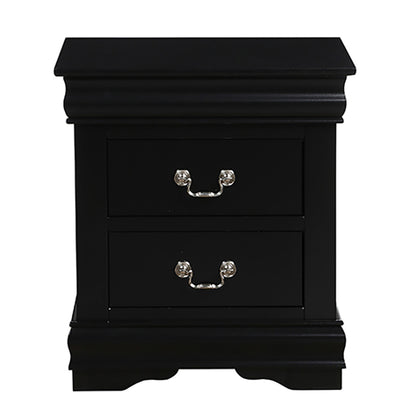 Black Rectangle Nightstand with 2 Drawers