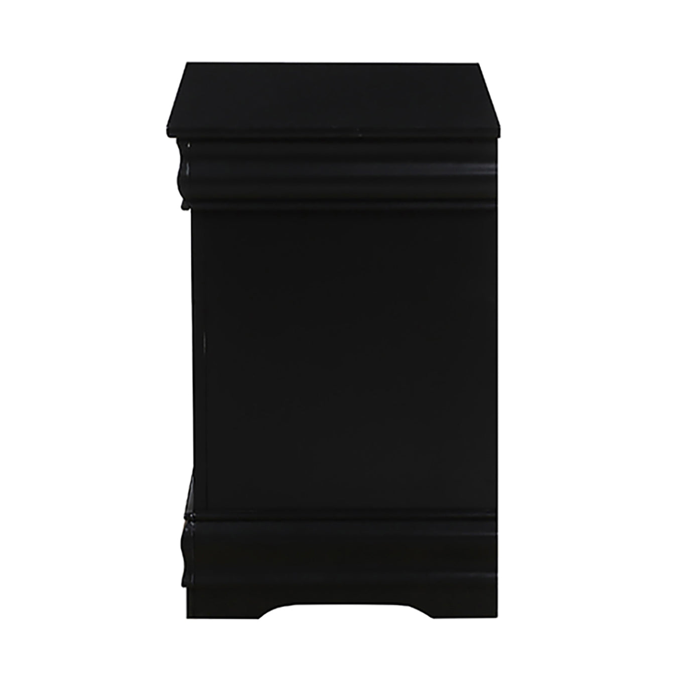 Black Rectangle Nightstand with 2 Drawers