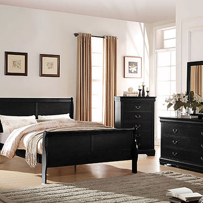 Black Rectangle Nightstand with 2 Drawers