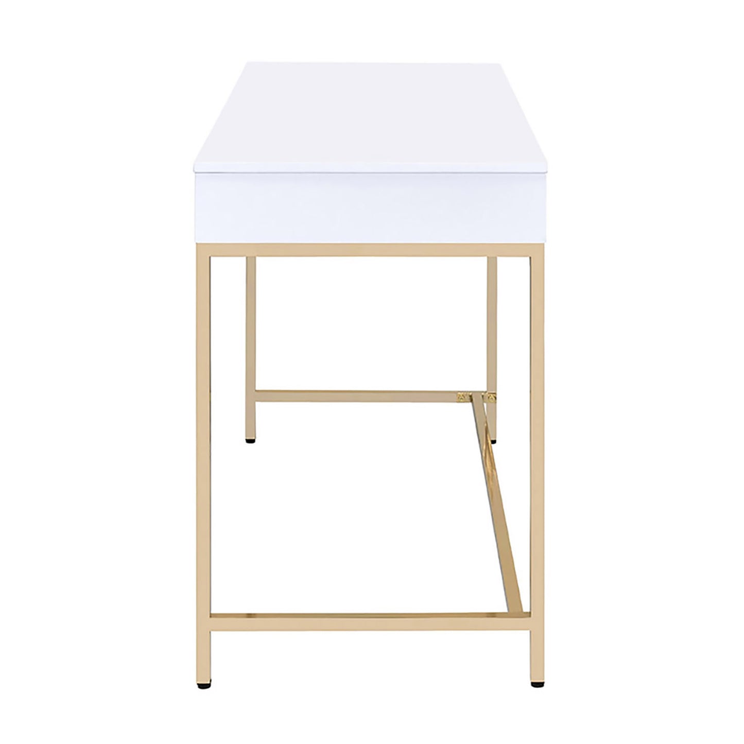 White Gold Writing Desk - Rectangular Office Desk with Drawers