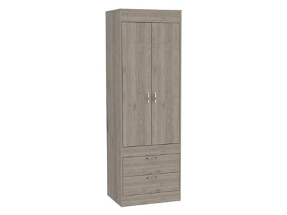 Light Gray Particle Board Bedroom Armoire with Hanging Storage