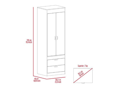 Light Gray Particle Board Bedroom Armoire with Hanging Storage