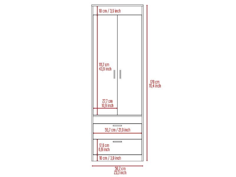 Light Gray Particle Board Bedroom Armoire with Hanging Storage