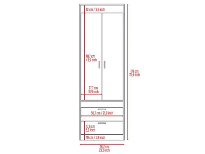 Light Gray Particle Board Bedroom Armoire with Hanging Storage