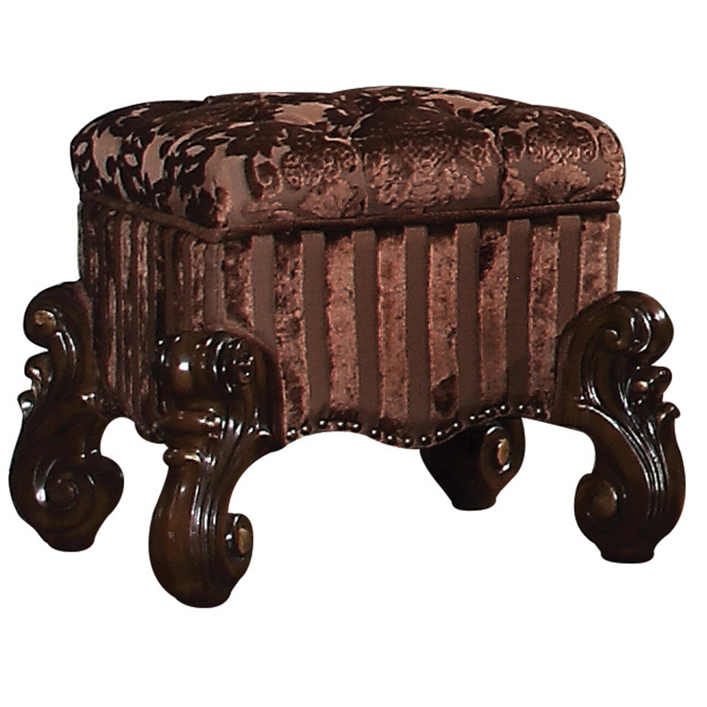 Brown Vanity Stool with Nailhead Trim - 22" x 22" for Bedroom
