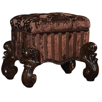 Brown Vanity Stool with Nailhead Trim - 22" x 22" for Bedroom