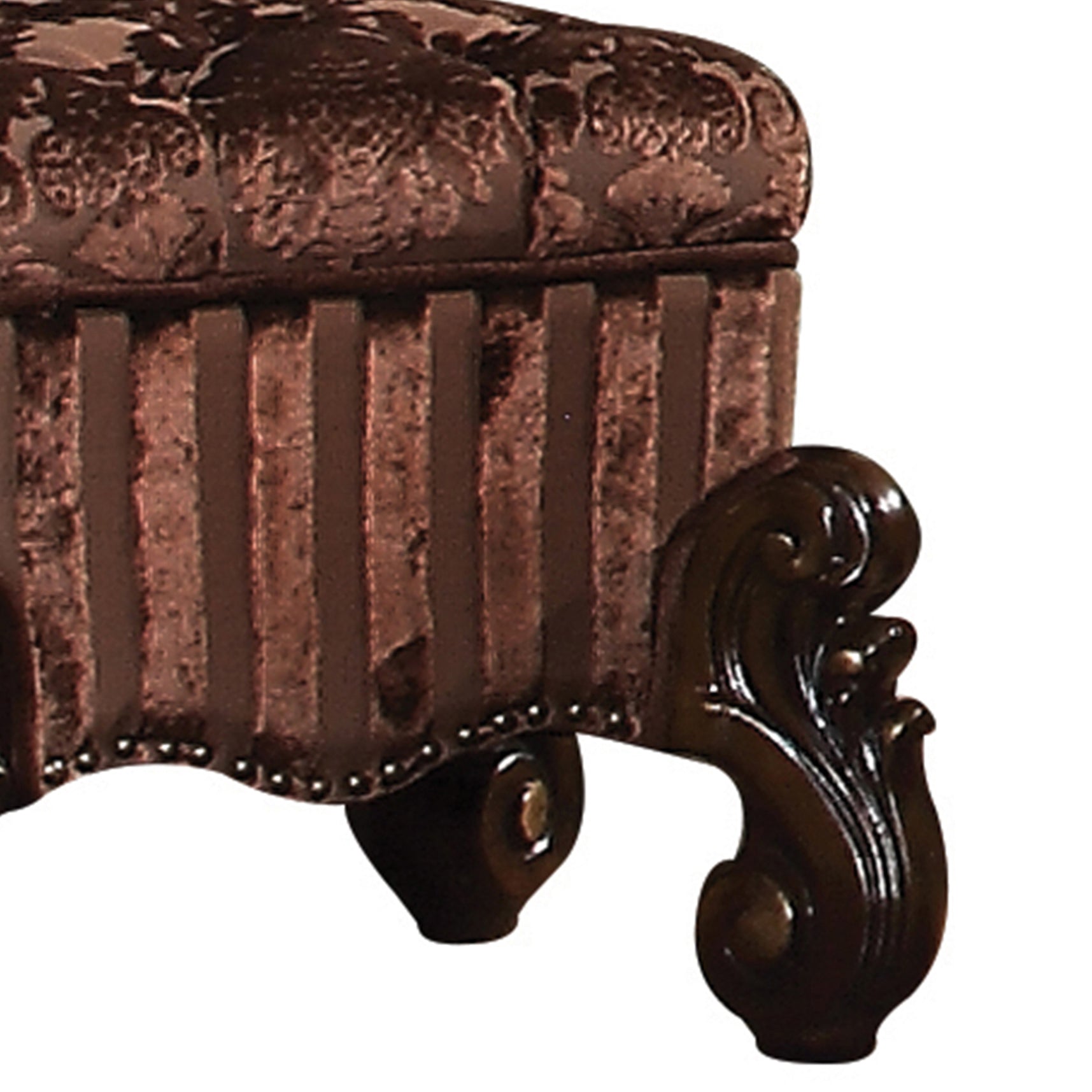 Brown Vanity Stool with Nailhead Trim - 22" x 22" for Bedroom