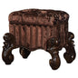 Brown and Cherry Oak Vanity Stool with Nailhead Trim