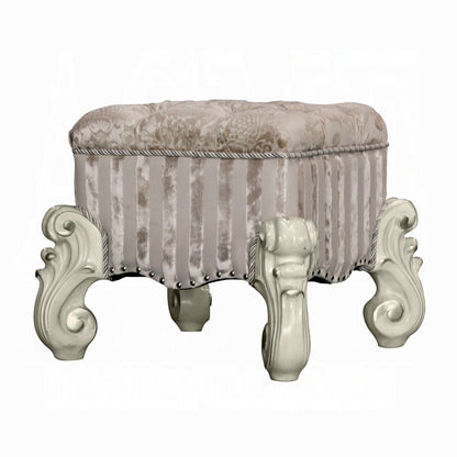 Ivory Rectangular Vanity Stool - Bedroom Accent