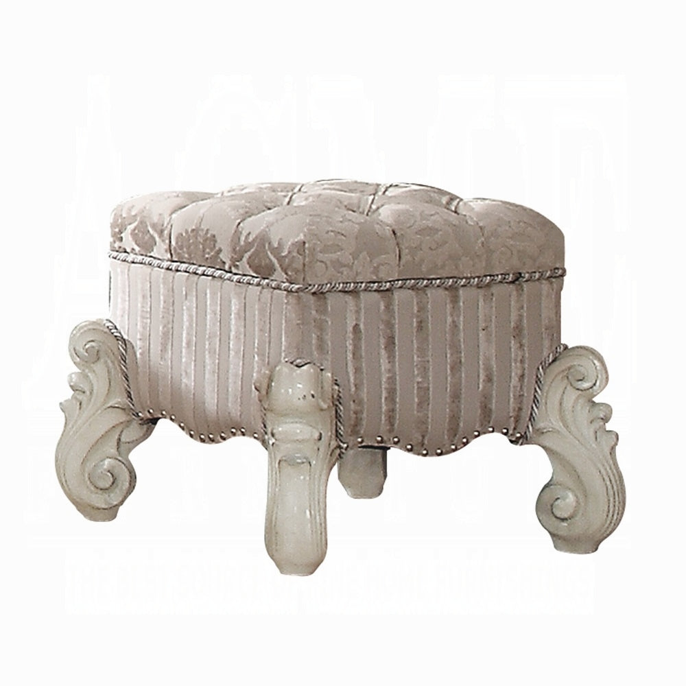 Ivory Rectangular Vanity Stool - Bedroom Accent