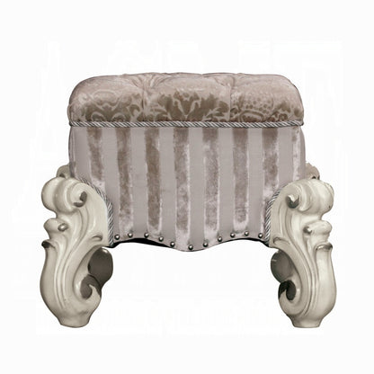 Ivory Rectangular Vanity Stool - Bedroom Accent