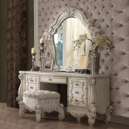 Ivory Rectangular Vanity Stool - Bedroom Accent
