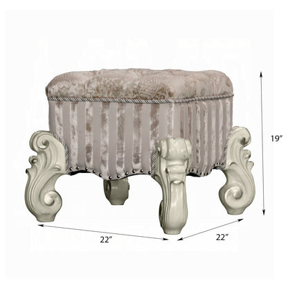 Ivory Rectangular Vanity Stool - Bedroom Accent