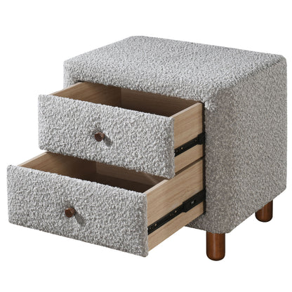Grey Rectangle Nightstand with 2 Drawers