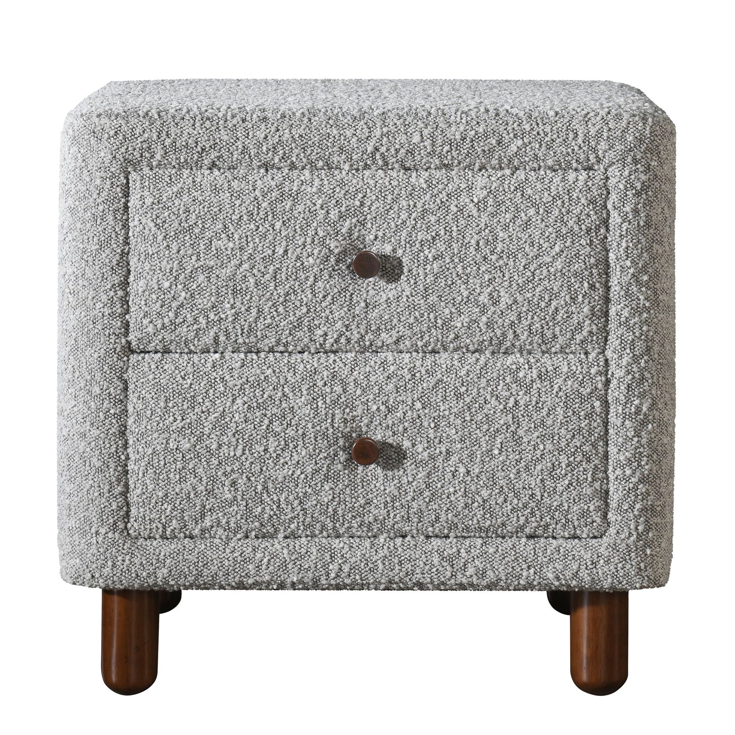Grey Rectangle Nightstand with 2 Drawers