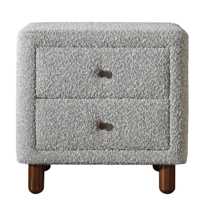 Grey Rectangle Nightstand with 2 Drawers