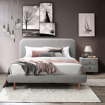Grey Rectangle Nightstand with 2 Drawers