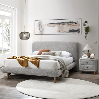 Grey Rectangle Nightstand with 2 Drawers