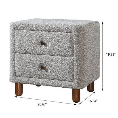 Grey Rectangle Nightstand with 2 Drawers