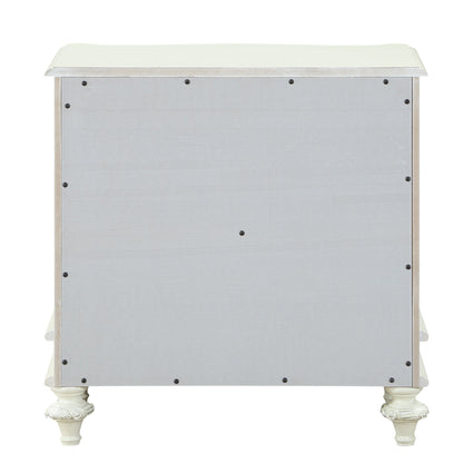 Ivory Wood 2-Drawer Nightstand for Bedroom Storage