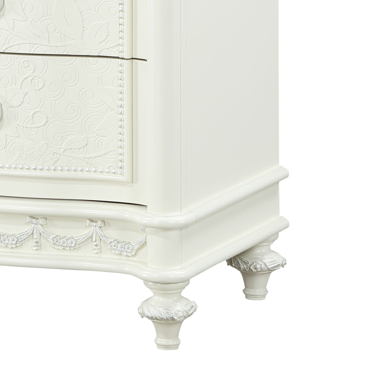 Ivory Wood 2-Drawer Nightstand for Bedroom Storage
