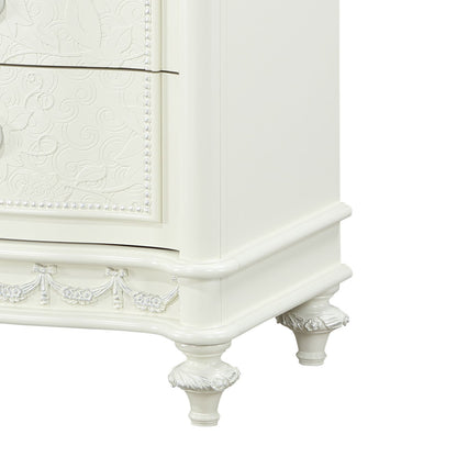 Ivory Wood 2-Drawer Nightstand for Bedroom Storage