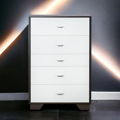 Espresso White 5 Drawer Chest Bedroom Storage