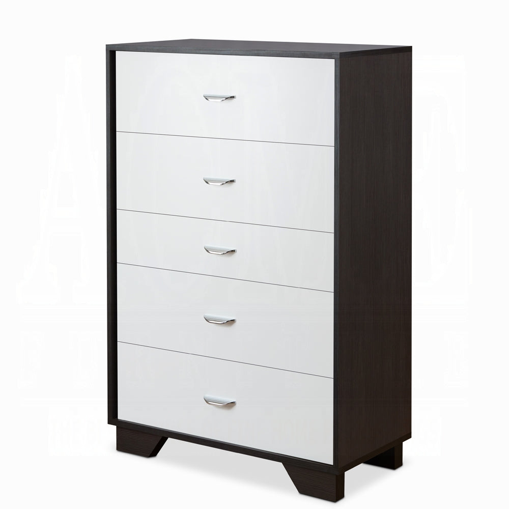 Espresso White 5 Drawer Chest Bedroom Storage