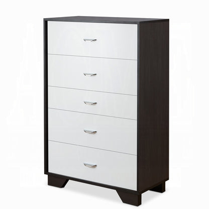 Espresso White 5 Drawer Chest Bedroom Storage
