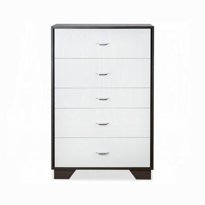 Espresso White 5 Drawer Chest Bedroom Storage