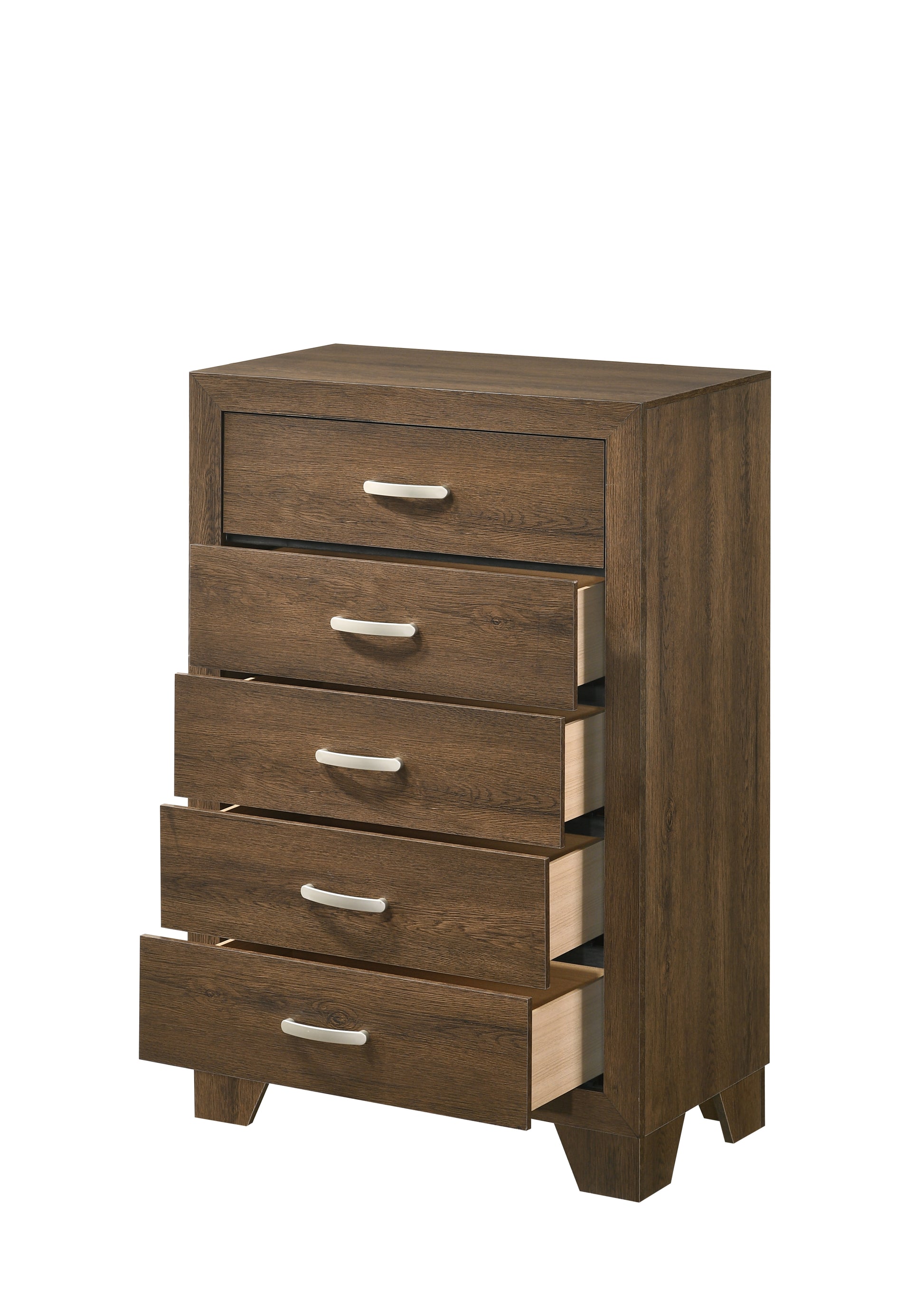 Oak 5 Drawer Bedroom Dresser with MDF Finish and Oak Grain