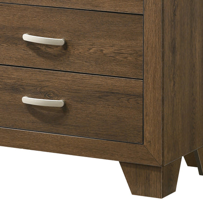 Oak 5 Drawer Bedroom Dresser with MDF Finish and Oak Grain