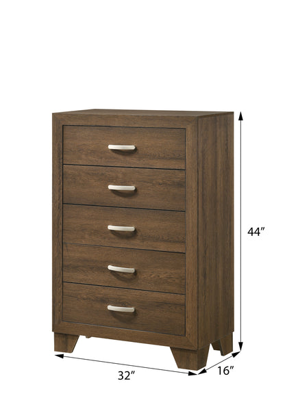 Oak 5 Drawer Bedroom Dresser with MDF Finish and Oak Grain