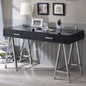 Black High Gloss and Chrome 2-Drawer Writing Desk