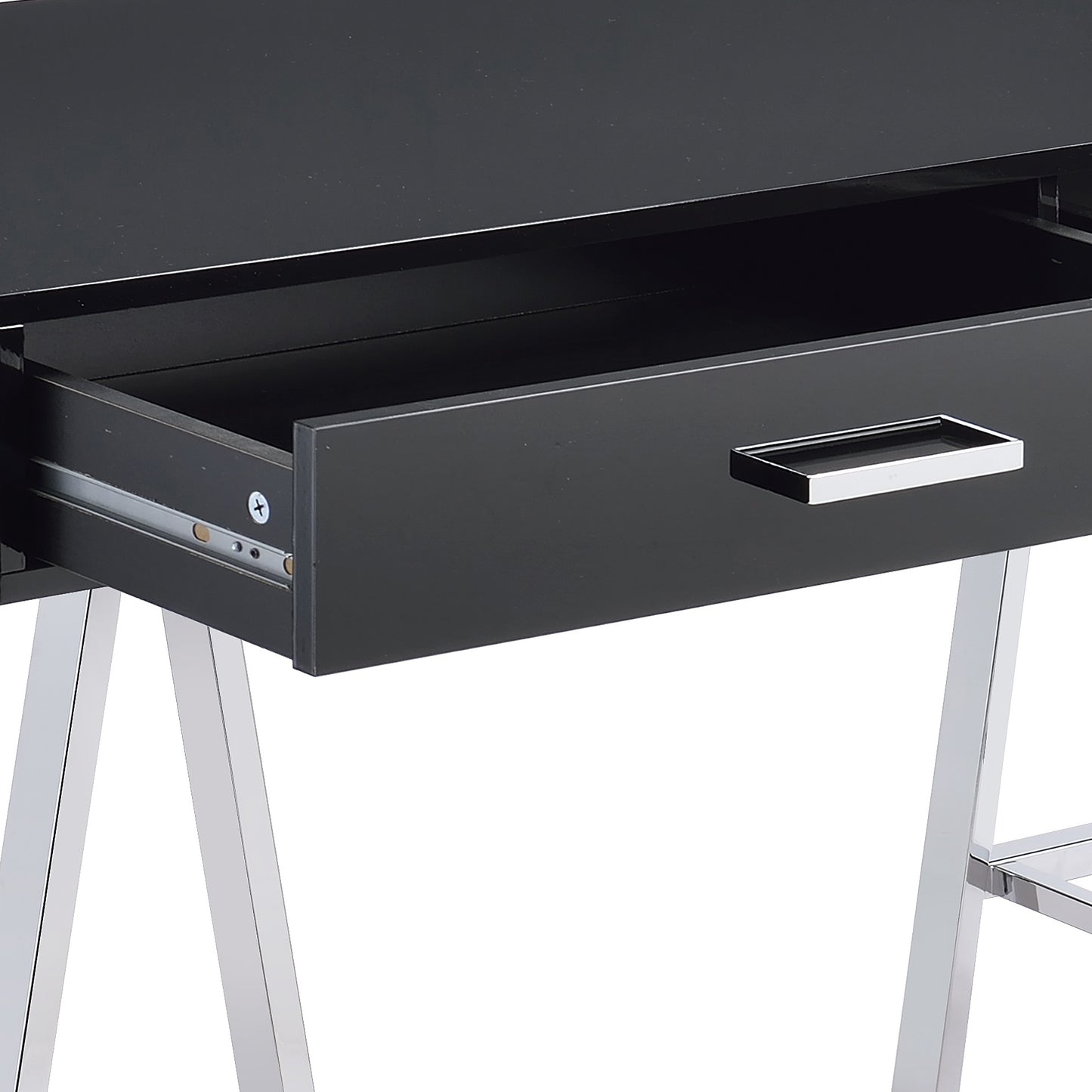 Black High Gloss Writing Desk with USB Port - 2 Drawers