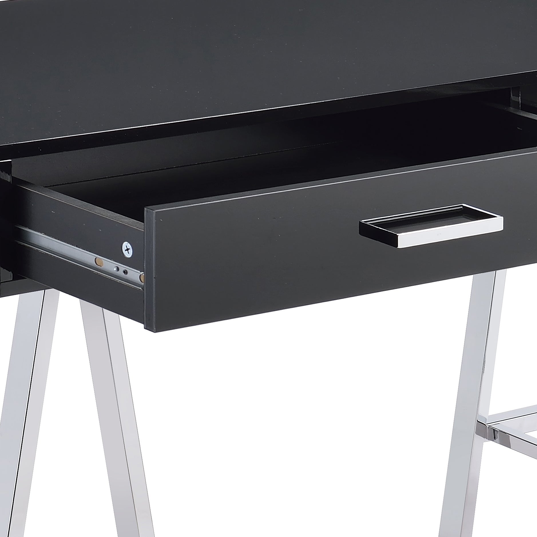 Black High Gloss Writing Desk with USB Port - 2 Drawers