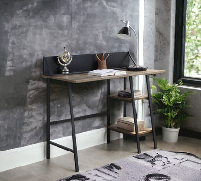 Oak Writing Desk with 2 Shelves - Office Desk