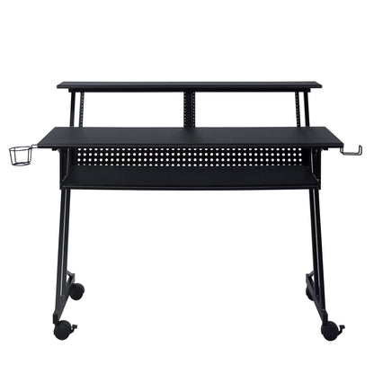 Black Music Recording Studio Desk with Keyboard Tray - Work From Home Office Desk
