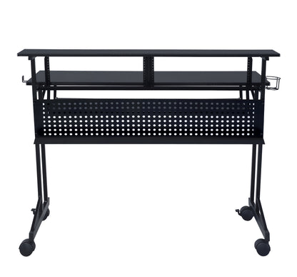 Black Music Recording Studio Desk with Keyboard Tray - Work From Home Office Desk