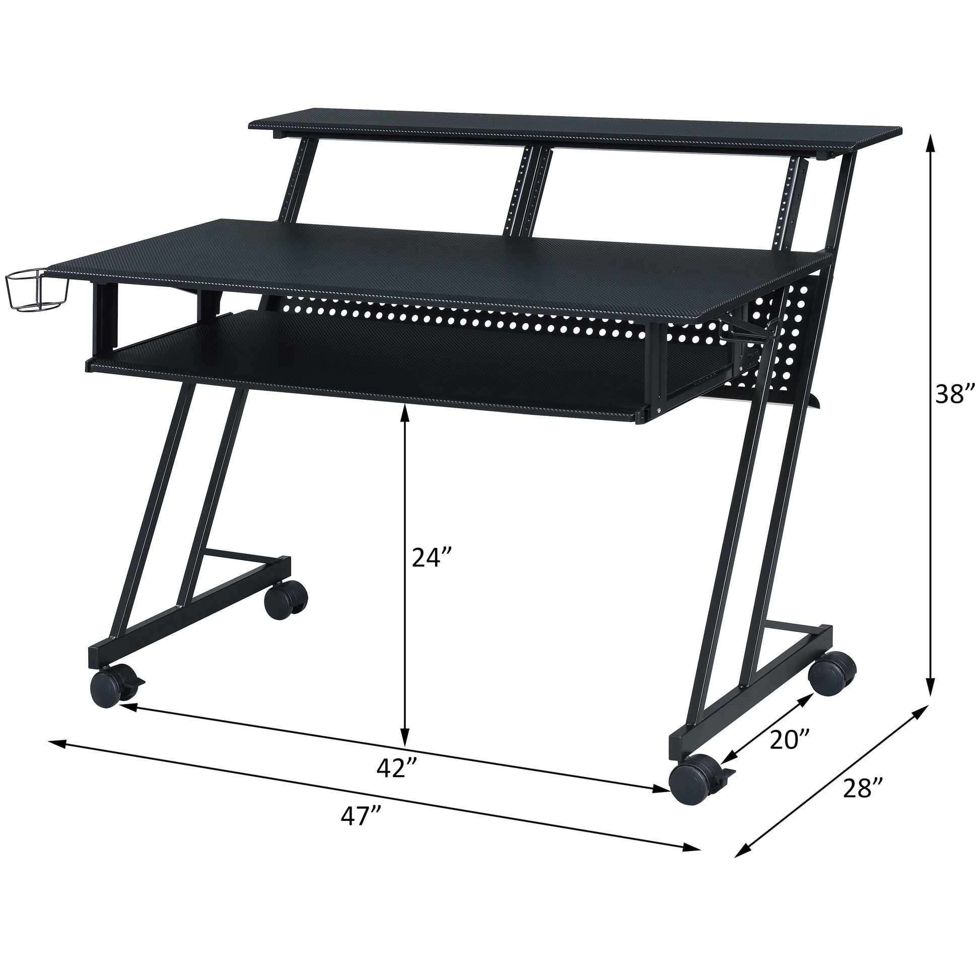 Black Music Recording Studio Desk with Keyboard Tray - Work From Home Office Desk
