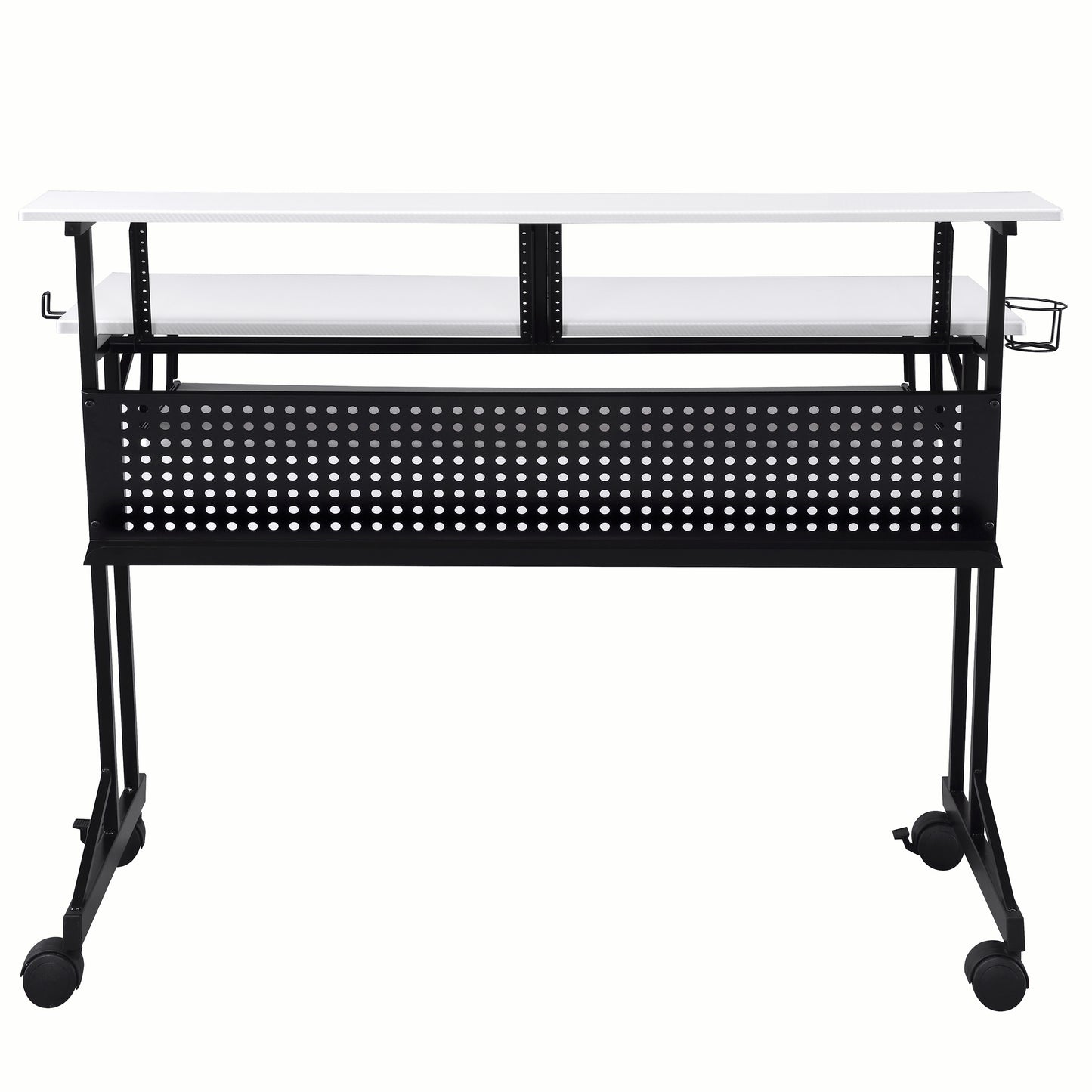 White & Black Music Recording Desk - Keyboard Storage