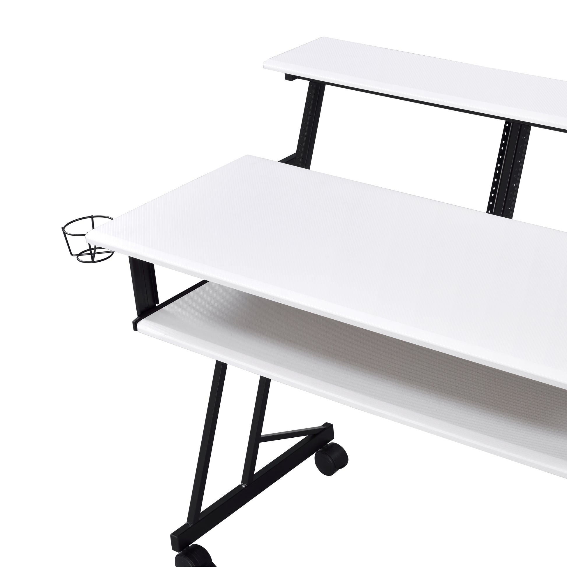 White & Black Music Recording Desk - Keyboard Storage