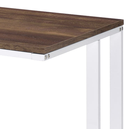 White+Walnut Writing Desk with USB Port - Home Office Storage