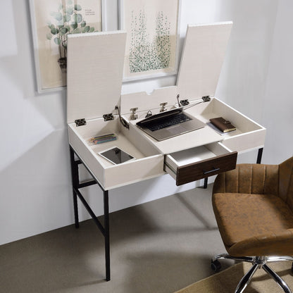 Industrial Wood Metal Writing Desk with USB Charging for Office for Home Office