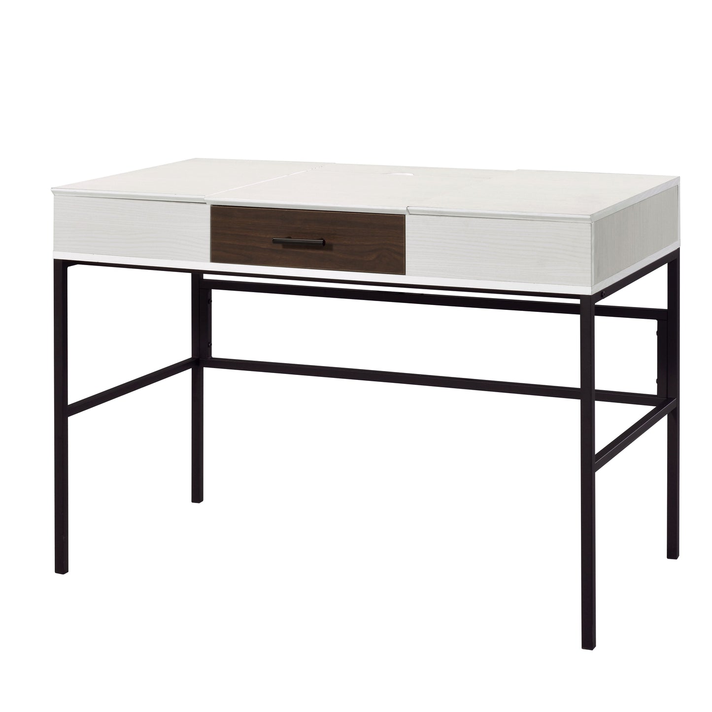 Industrial Wood Metal Writing Desk with USB Charging for Office for Home Office