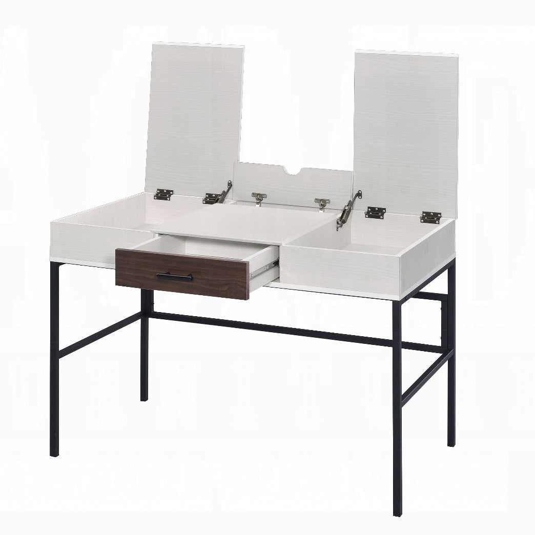 Industrial Wood Metal Writing Desk with USB Charging for Office for Home Office